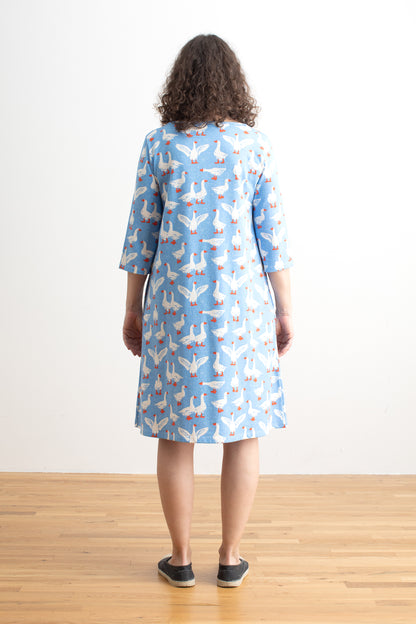 Helsinki Dress - Silly Geese Blue