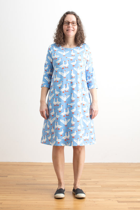 Helsinki Dress - Silly Geese Blue