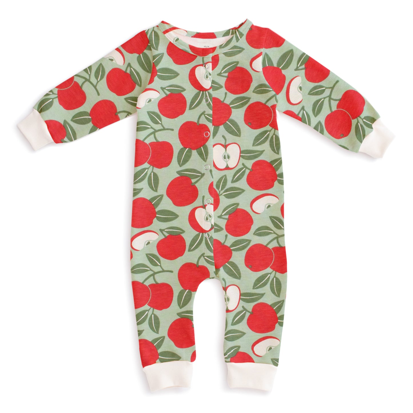 French Terry Jumpsuit - Apples Red & Green