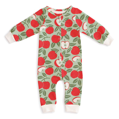 French Terry Jumpsuit - Apples Red & Green