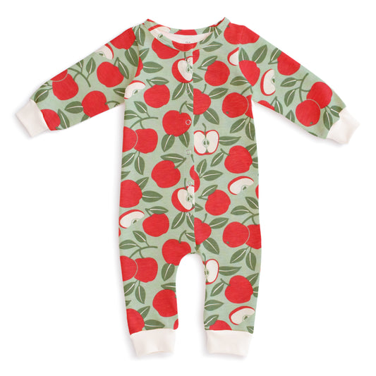 French Terry Jumpsuit - Apples Red & Green