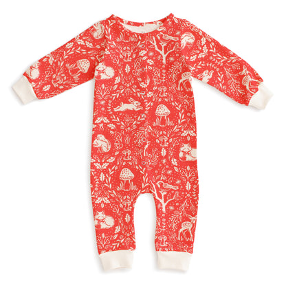 French Terry Jumpsuit - Animal Tapestry Red