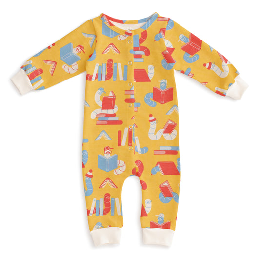 French Terry Jumpsuit - Bookworms Yellow