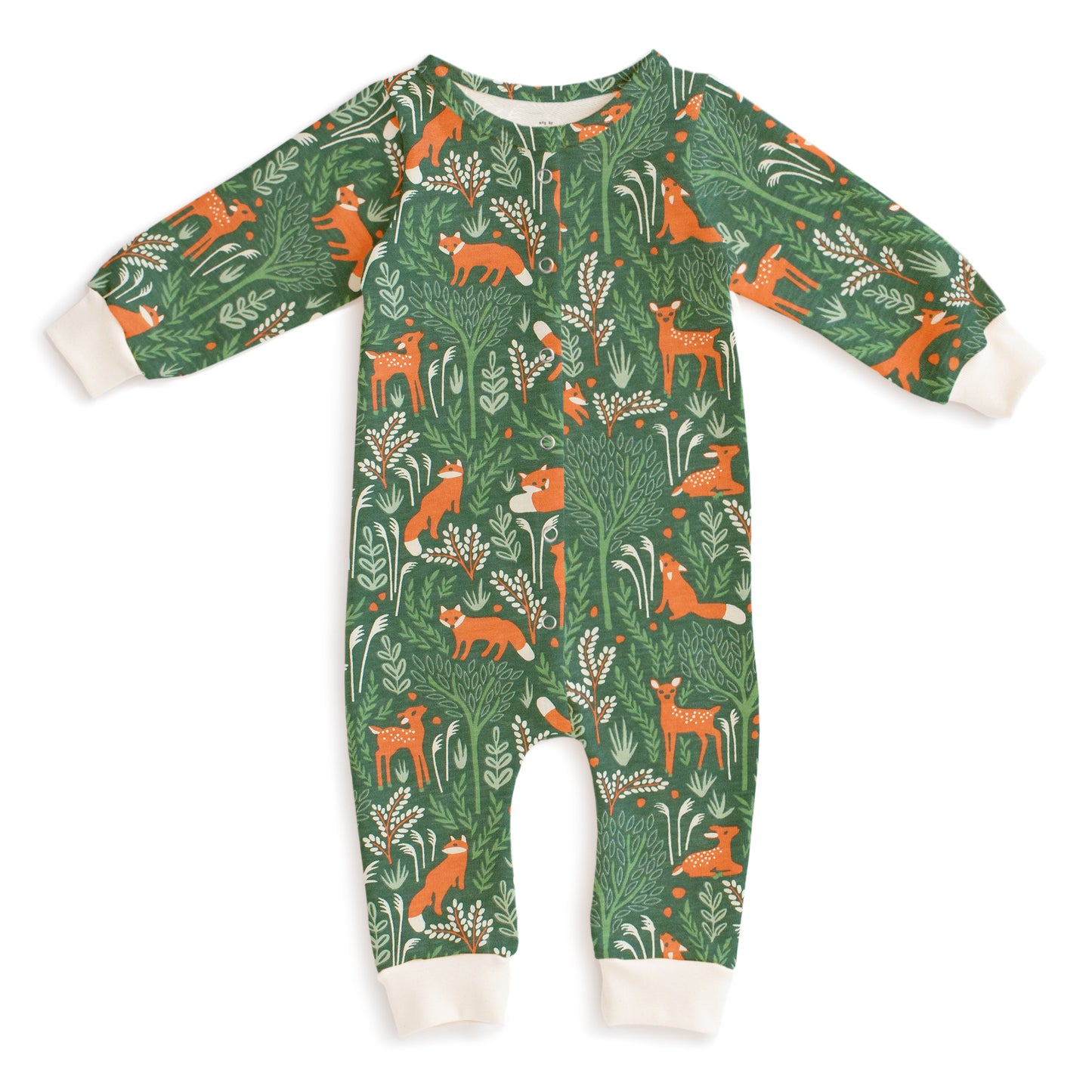 French Terry Jumpsuit - Deer & Foxes Green