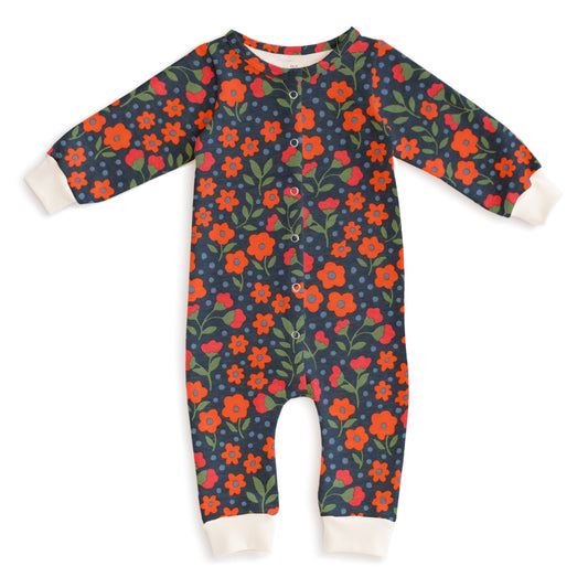 French Terry Jumpsuit - Garden Blooms Navy