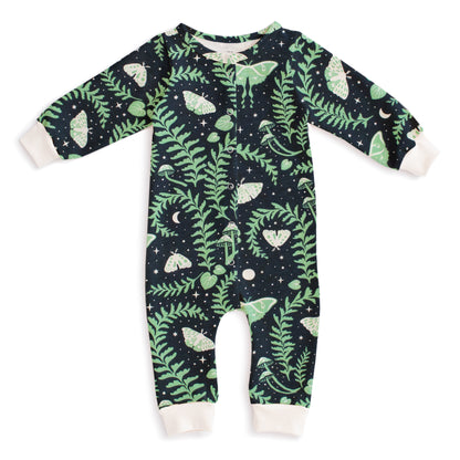 French Terry Jumpsuit - Luna Moths Night Sky