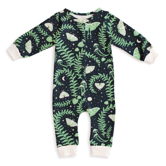 French Terry Jumpsuit - Luna Moths Night Sky