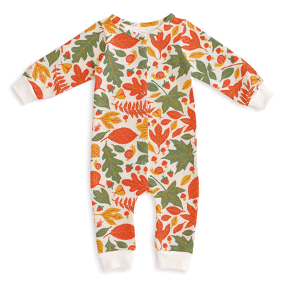 French Terry Jumpsuit - Leaves Yellow & Green