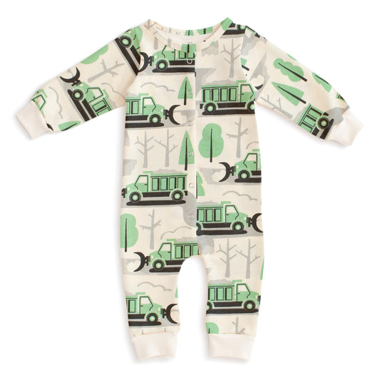 French Terry Jumpsuit - Snow Plows Green