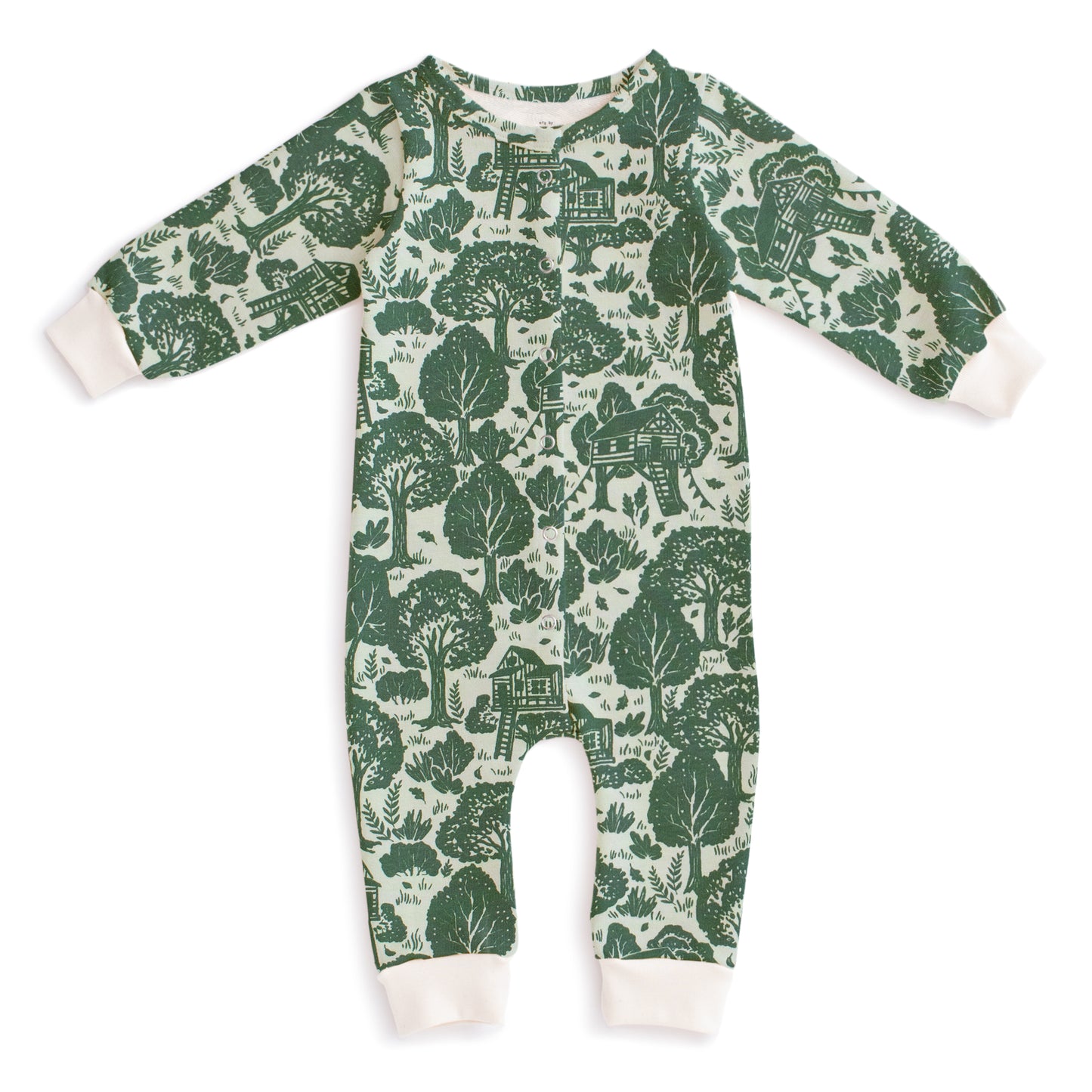 French Terry Jumpsuit - Treehouses Green