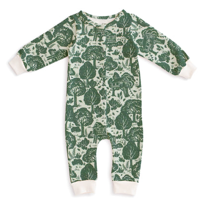 French Terry Jumpsuit - Treehouses Green