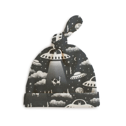 Knotted Baby Hat - Aliens Charcoal