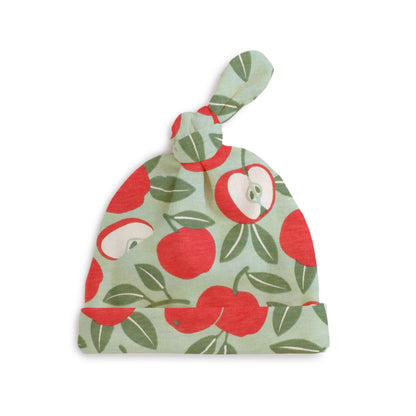 Knotted Baby Hat - Apples Red & Green