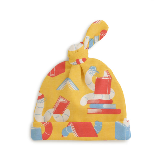 Knotted Baby Hat - Bookworms Yellow