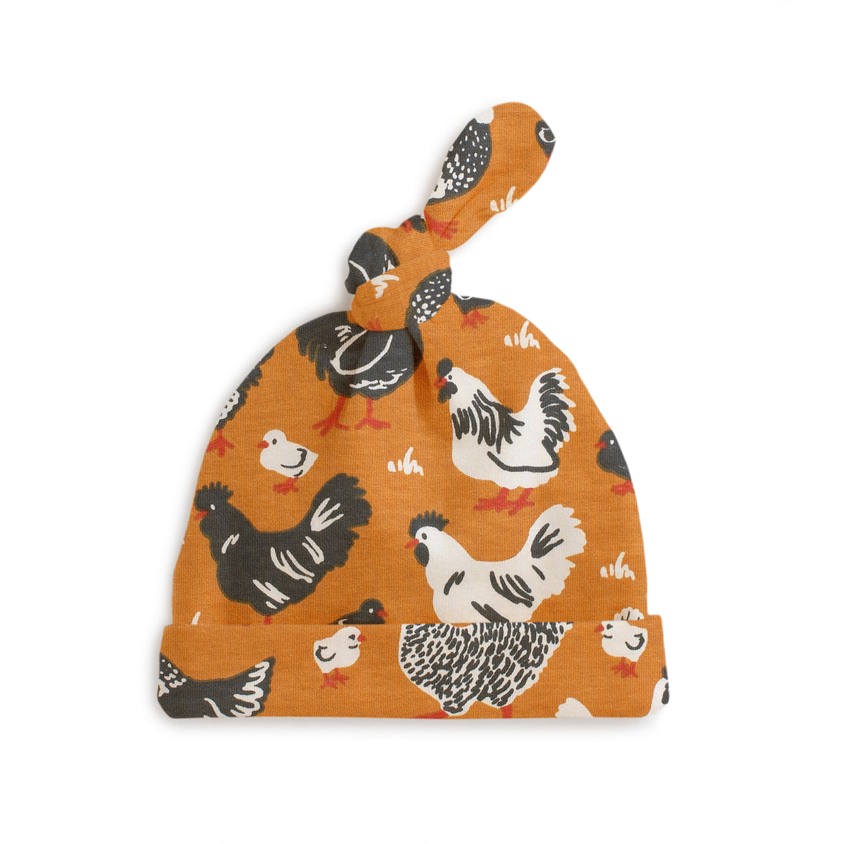 Knotted Baby Hat - Chicken Family Gold