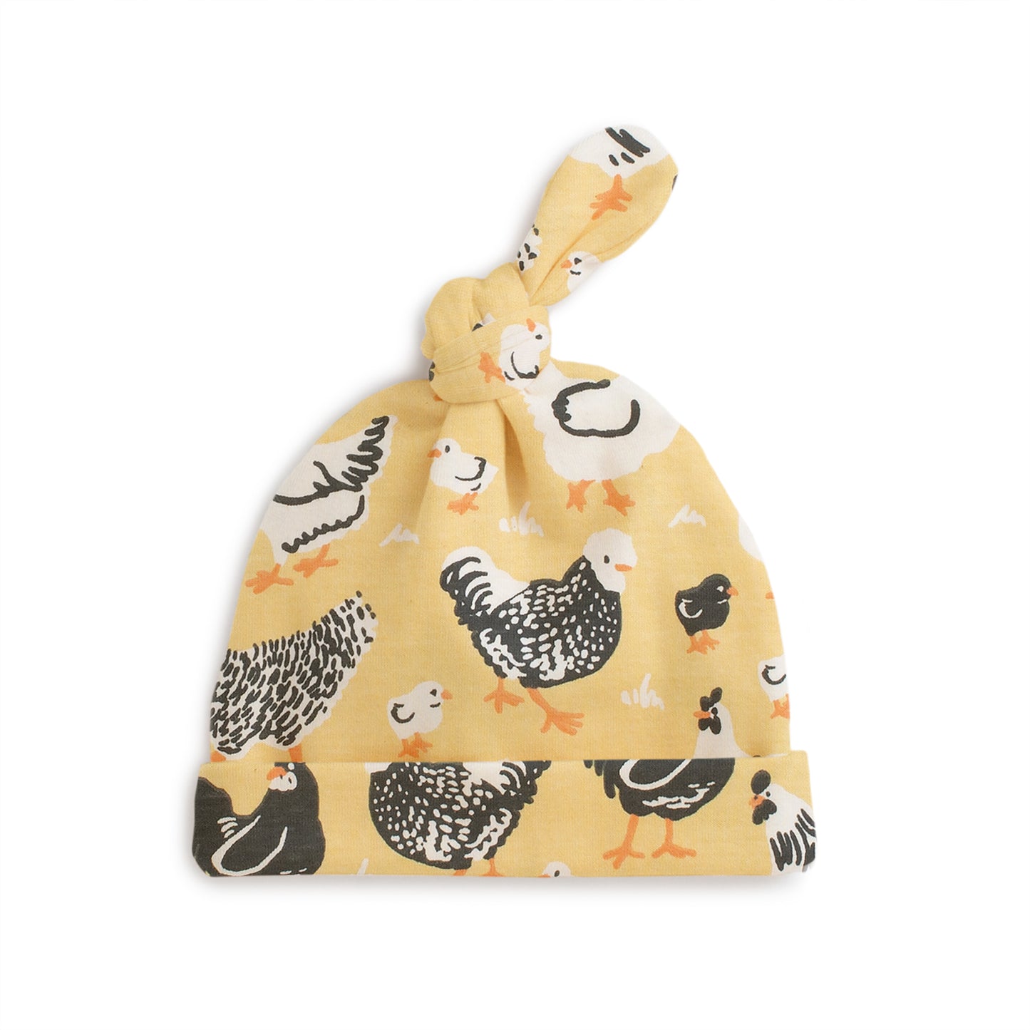 Knotted Baby Hat - Chicken Family Yellow