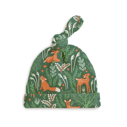 Knotted Baby Hat - Deer & Foxes Green
