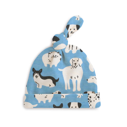 Knotted Baby Hat - Dog Parade Blue