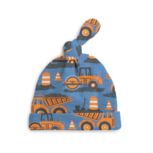 Knotted Baby Hat - Roadwork Orange & Blue