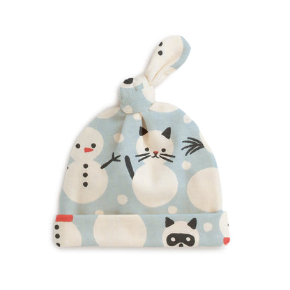 Knotted Baby Hat - Snow Creatures Sky Blue