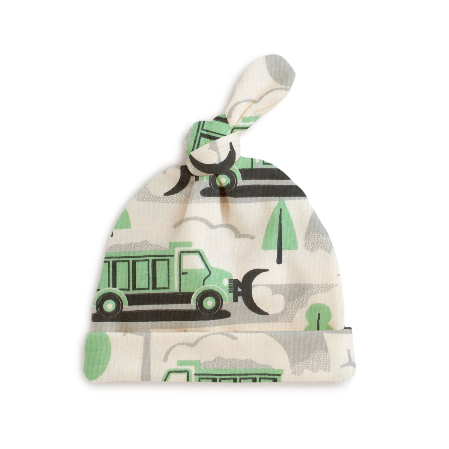Knotted Baby Hat - Snow Plows Green