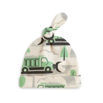 Knotted Baby Hat - Snow Plows Green