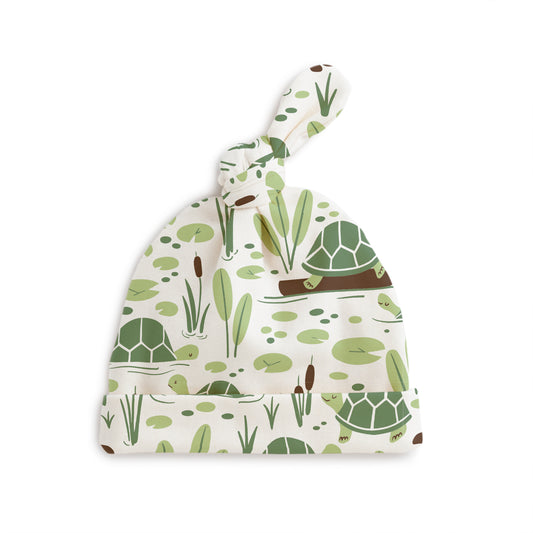 Knotted Baby Hat - Turtles Green