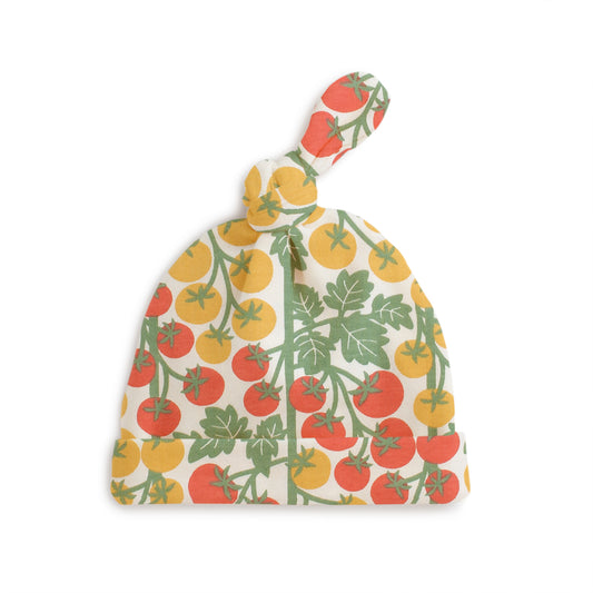 Knotted Baby Hat - Tomato Vines Red & Yellow