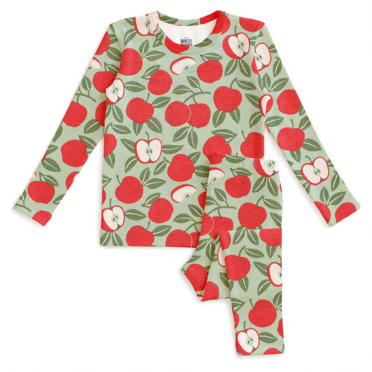 Kids Pajama Set - Apples Red & Green