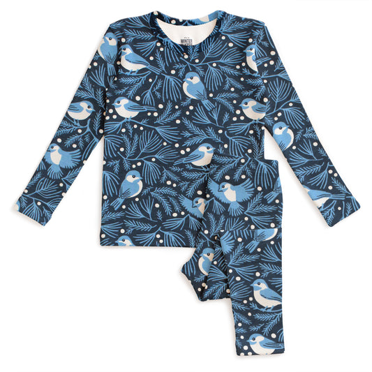 Kids Pajama Set - Chickadees Navy & Blue