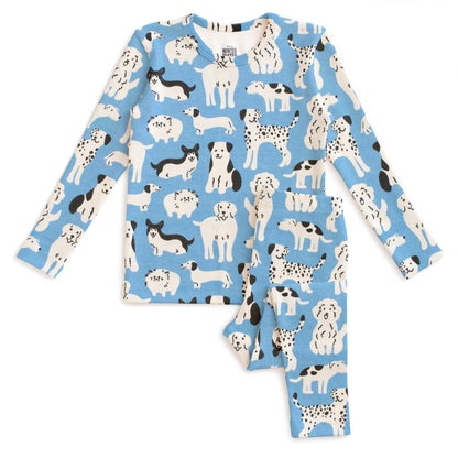 Kids Pajama Set - Dog Parade Blue