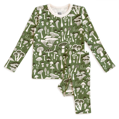 Kids Pajama Set - Fungi Green