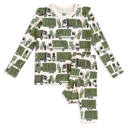 Kids Pajama Set - Garbage & Recycling Green
