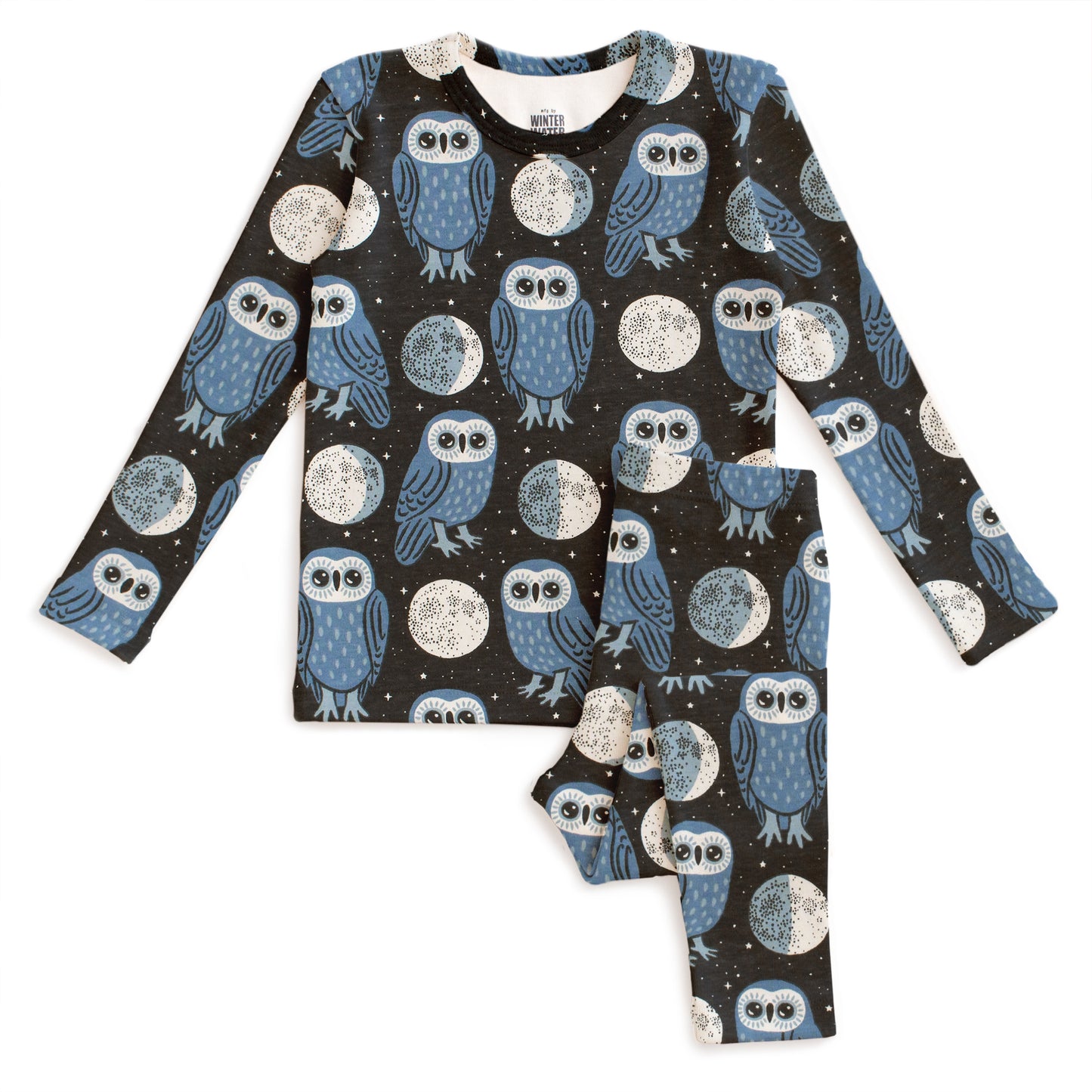 Kids Pajama Set - Midnight Owls Charcoal & Blue
