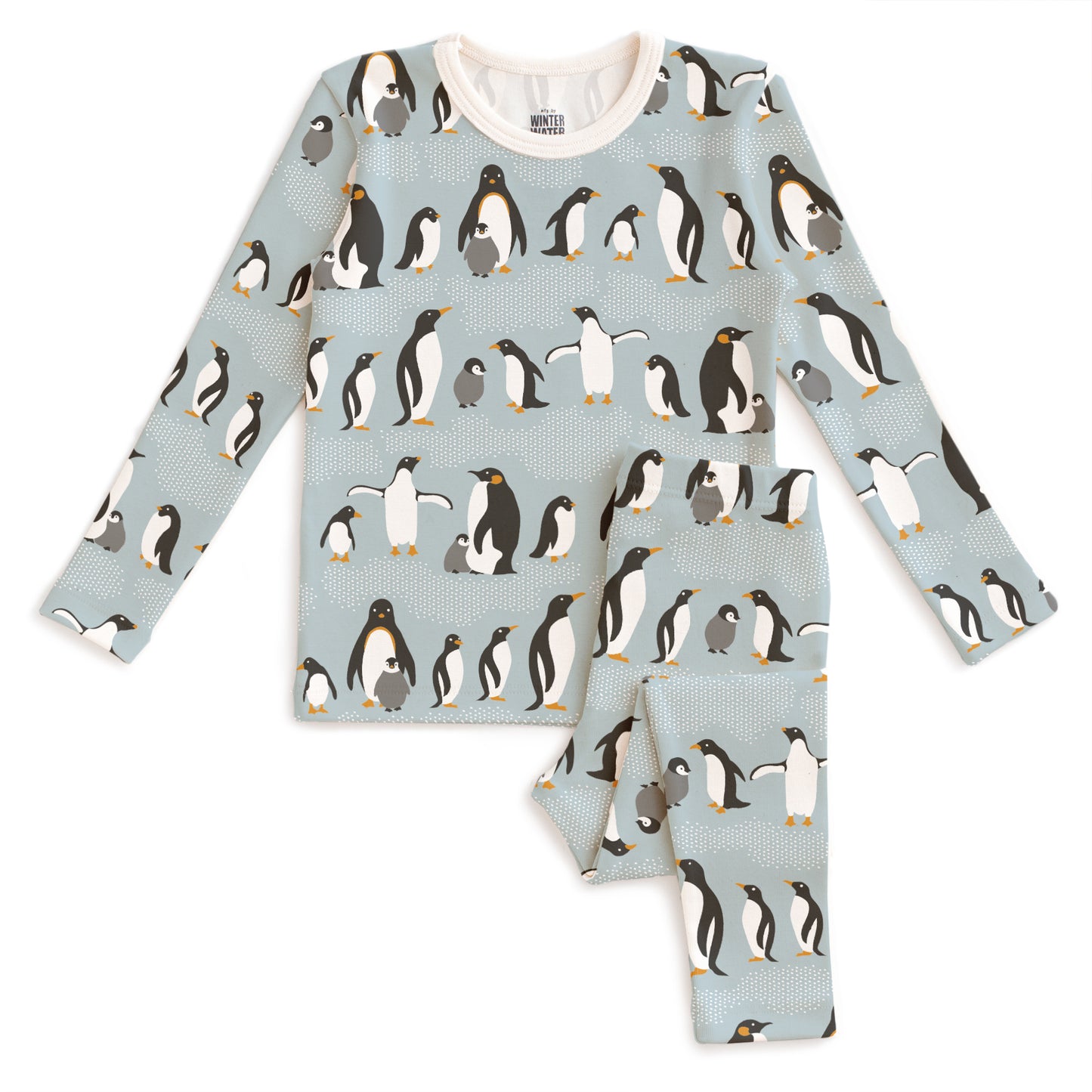 Kids Pajama Set - Penguins Pale Blue