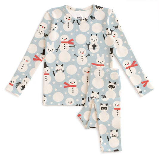 Kids Pajama Set - Snow Creatures Sky Blue