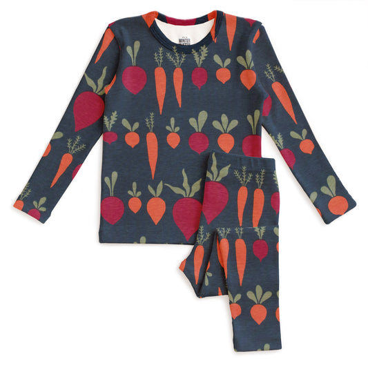 Kids Pajama Set - Root Vegetables Night Sky