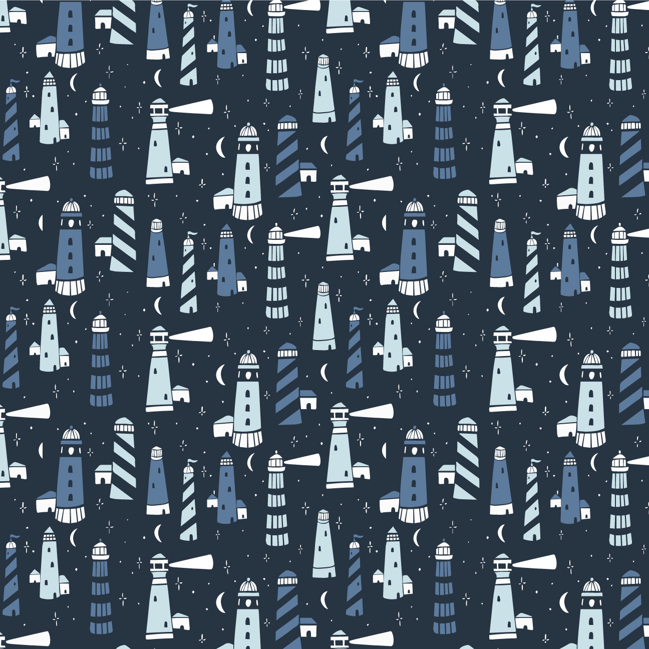 Footed Romper - Lighthouses Night Sky