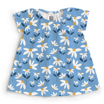 Lily Baby Dress - Daisies Blue