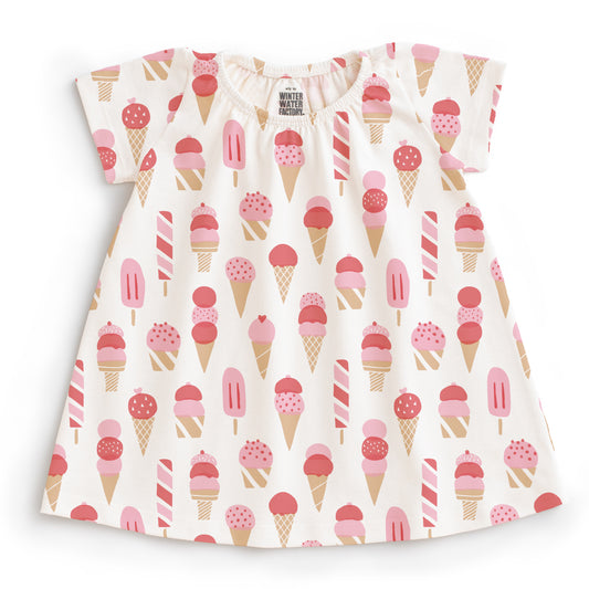 Lily Baby Dress - Ice Cream Red & Pink