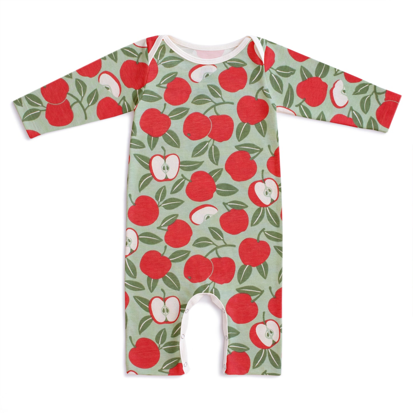 Long-Sleeve Romper - Apples Red & Green