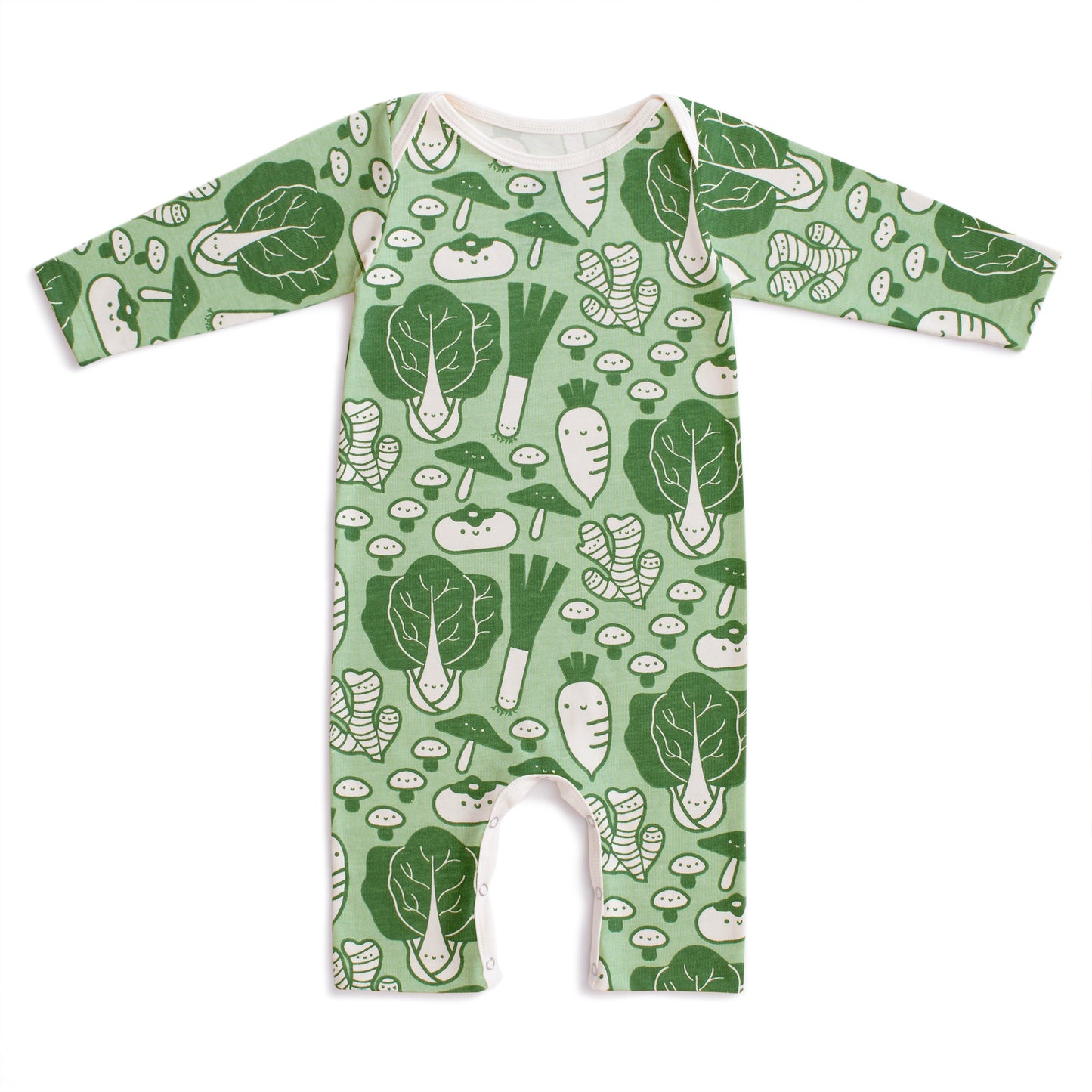 Long-Sleeve Romper - Veggies Green