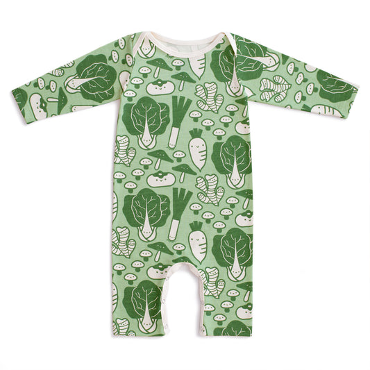 Long-Sleeve Romper - Veggies Green