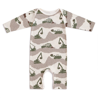 Long-Sleeve Romper - Construction Forest Green