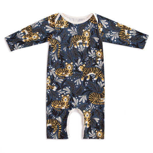 Long-Sleeve Romper - Dreaming Tigers Navy