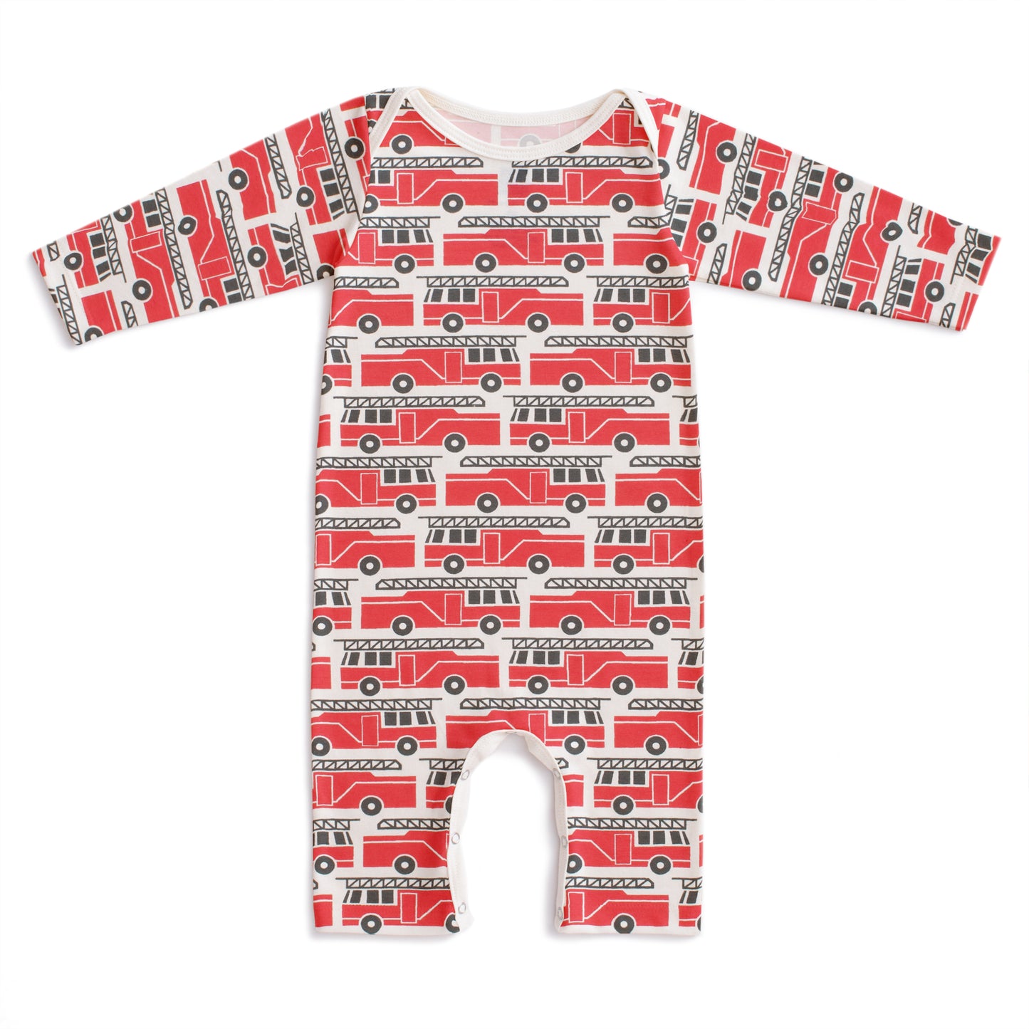 Long-Sleeve Romper - Firetrucks Red
