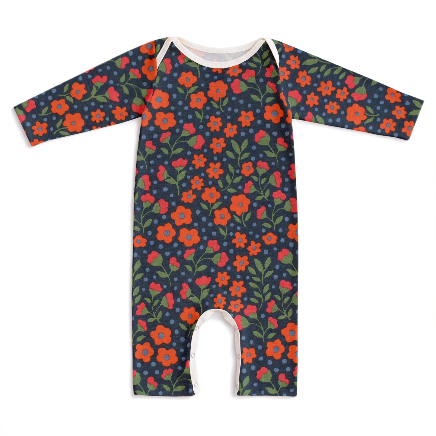 Long-Sleeve Romper - Garden Blooms Navy