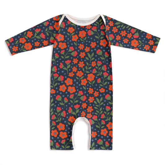 Long-Sleeve Romper - Garden Blooms Navy