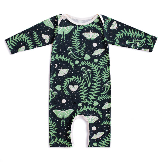 Long-Sleeve Romper - Luna Moths Night Sky