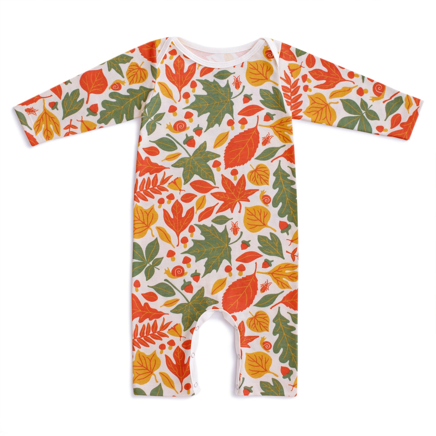 Long-Sleeve Romper - Leaves Yellow & Green